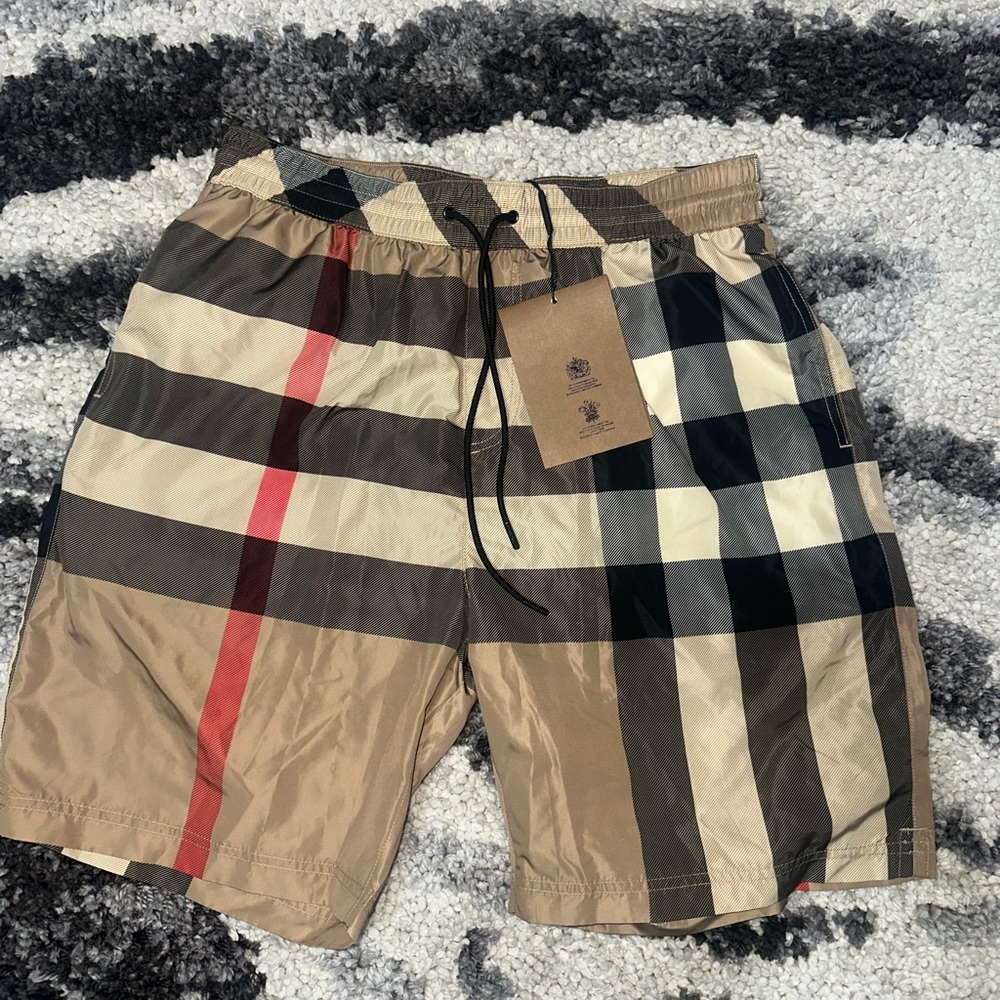 Burberry Checkered Shorts - Red, Black, Tan